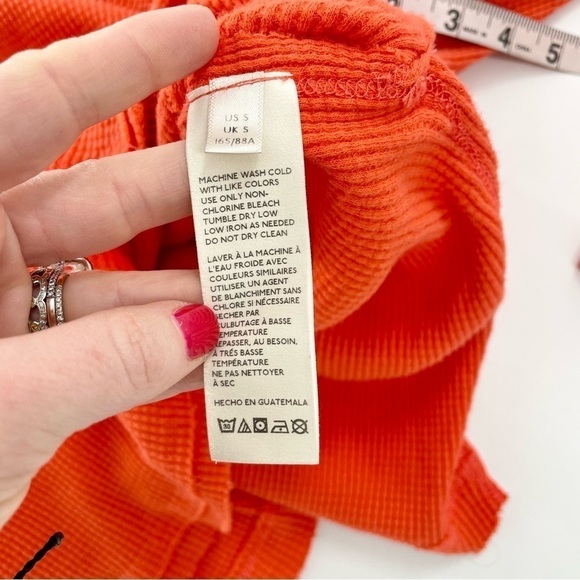 Free People Snowy Thermal in Heatwave Orange Oversized Lightweight Boho Top S - Picture 9 of 12